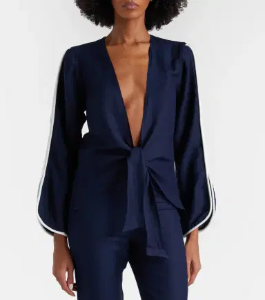 ADRIANA DEGREAS Bicolor linen-blend top | Thumbnail 3 ADRIANA DEGREAS Bicolor linen-blend top | Thumbnail 3
