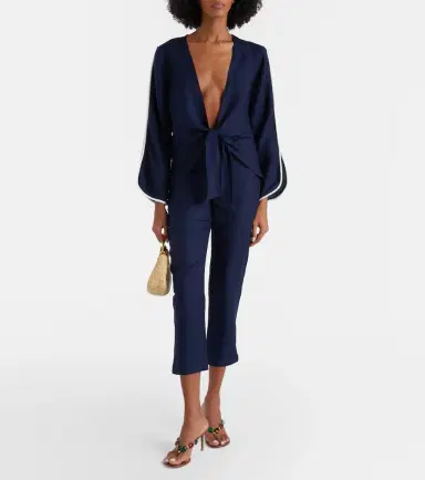 ADRIANA DEGREAS Bicolor linen-blend top | Thumbnail 4 ADRIANA DEGREAS Bicolor linen-blend top | Thumbnail 4
