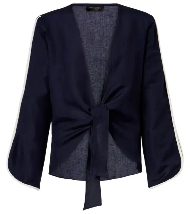 ADRIANA DEGREAS Bicolor linen-blend top