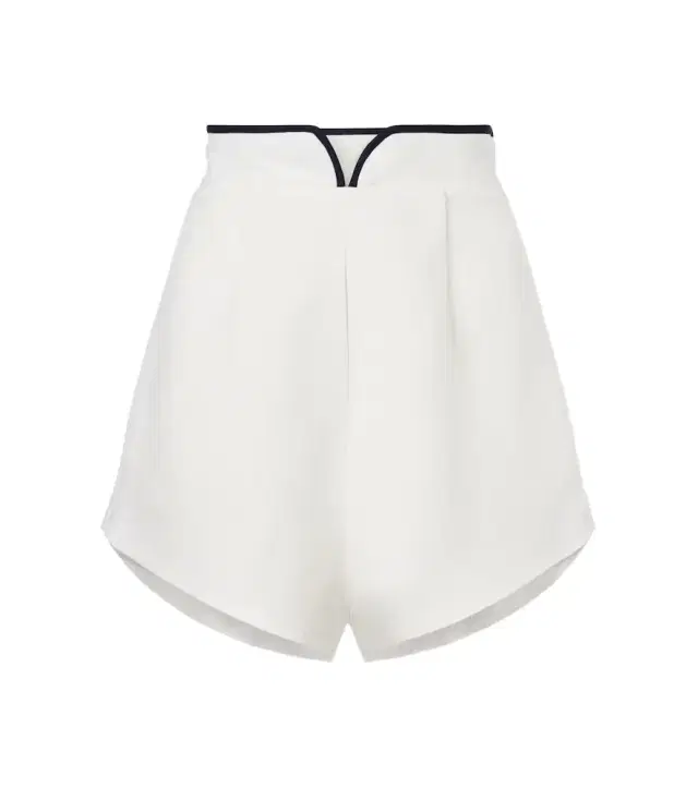 ADRIANA DEGREAS Bicolor linen-blend Bermuda shorts
