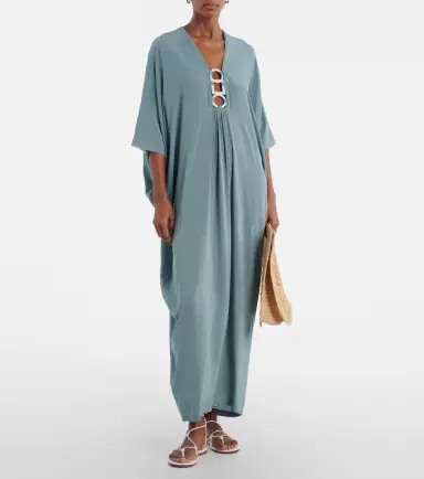 ADRIANA DEGREAS Ring-detail draped kaftan | Thumbnail 2