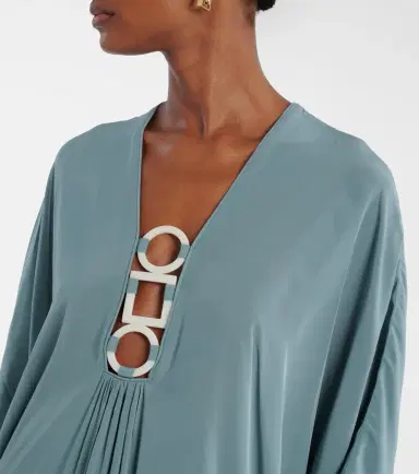 ADRIANA DEGREAS Ring-detail draped kaftan | Thumbnail 5