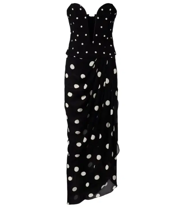 ADRIANA DEGREAS Polka-dot draped midi dress