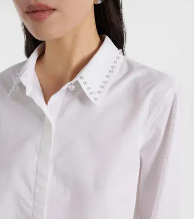 Velvet Jocelyn beaded cotton poplin shirt | Thumbnail 2
