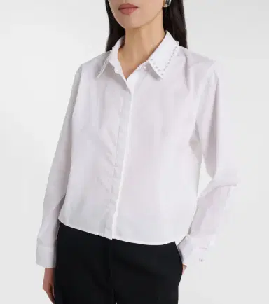 Velvet Jocelyn beaded cotton poplin shirt | Thumbnail 3