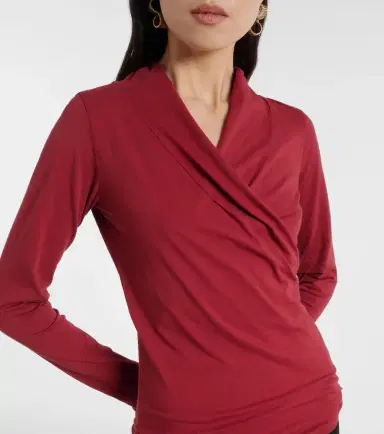 Velvet Meri cotton-blend jersey wrap top | Thumbnail 5