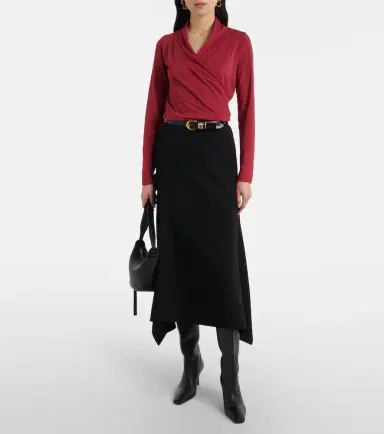 Velvet Meri cotton-blend jersey wrap top | Thumbnail 6