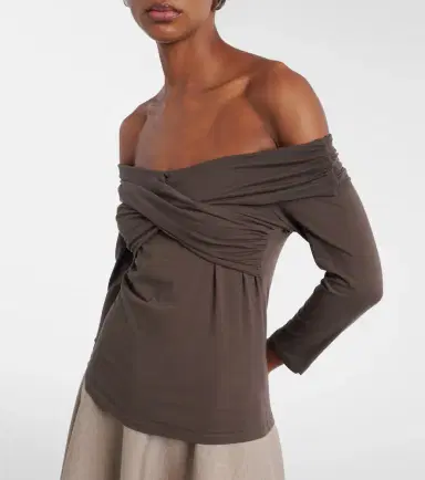 Velvet Clarissa off-shoulder cotton-blend top | Thumbnail 5