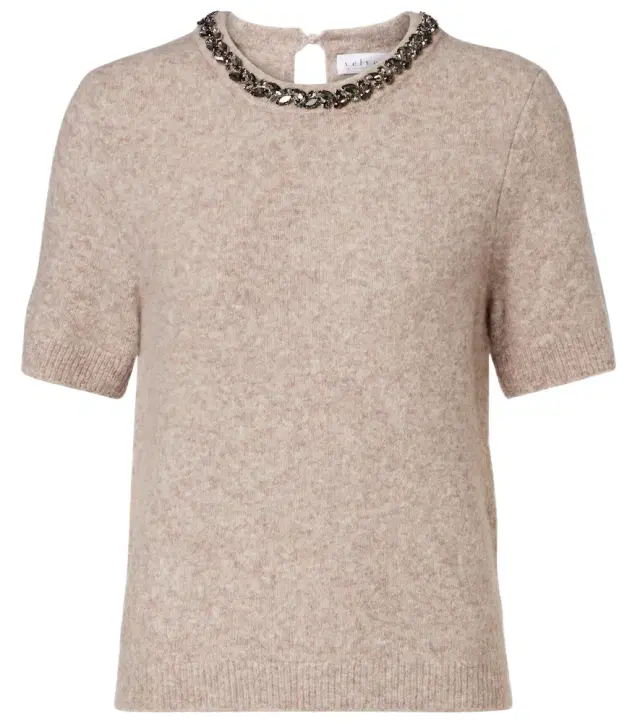 Velvet Briana embellished wool-blend top