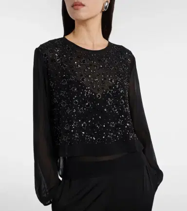 Velvet Marlowe sequinned sheer top | Thumbnail 2 Velvet Marlowe sequinned sheer top | Thumbnail 2