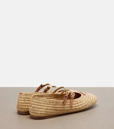 Prada Crochet raffia-effect Mary Jane flats | Thumbnail 4