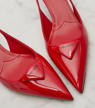 Prada 55 patent leather slingback pumps | Thumbnail 3