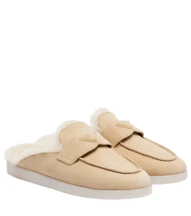Prada Shearling-lined suede mules | Thumbnail 1 Prada Shearling-lined suede mules | Thumbnail 1