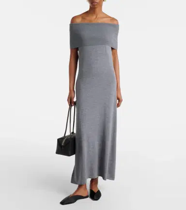 Jardin des Orangers Off-shoulder virgin wool maxi dress | Thumbnail 3