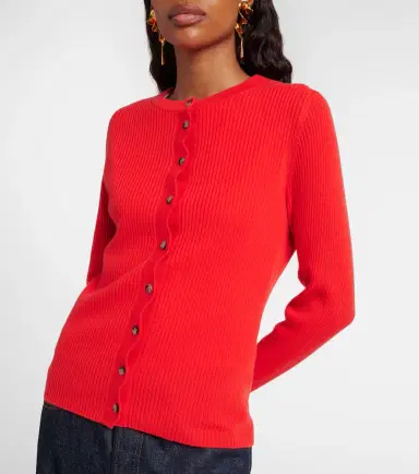 Jardin des Orangers Ribbed-knit scalloped wool and cashmere cardigan | Thumbnail 2