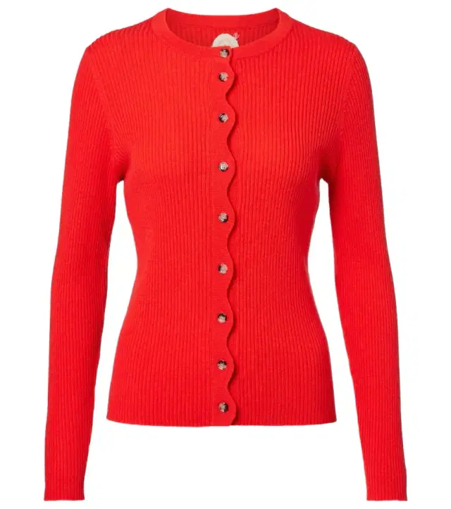 Jardin des Orangers Ribbed-knit scalloped wool and cashmere cardigan