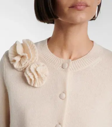 Jardin des Orangers Floral-appliqué wool and cashmere cardigan | Thumbnail 5
