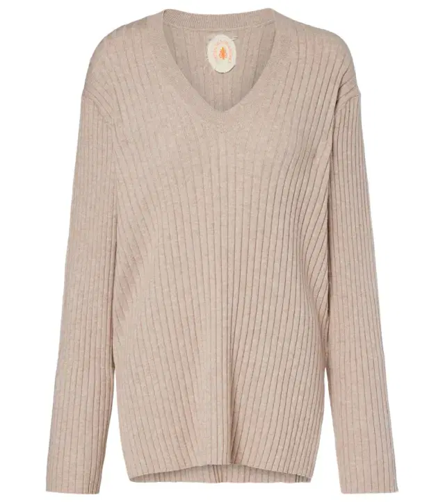 Ribbed-knit cotton and cashmere sweater