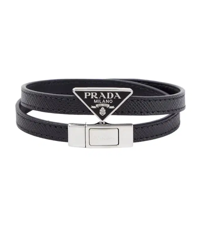 Prada Logo Saffiano leather bracelet