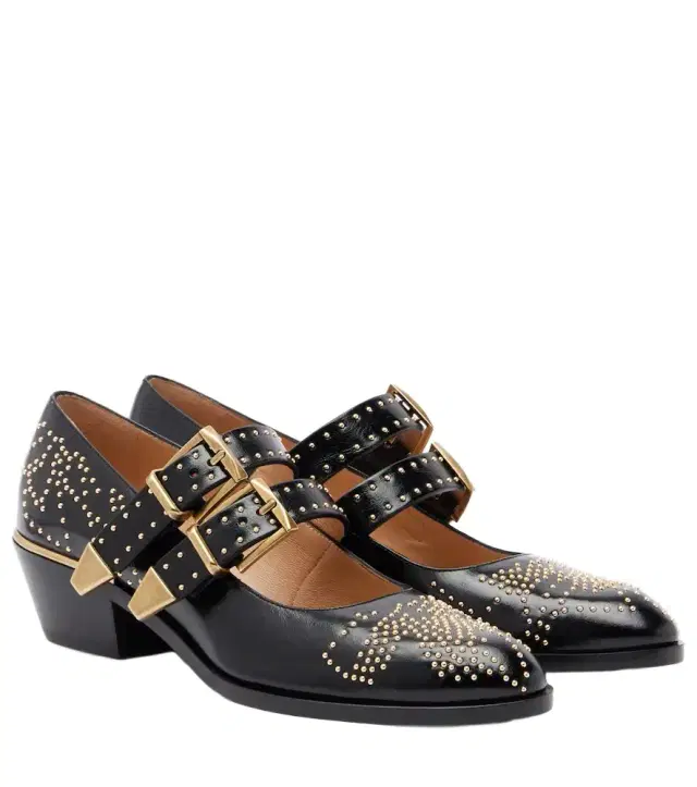 Chloe Chloé Susanna 40 studded leather Mary Jane pumps