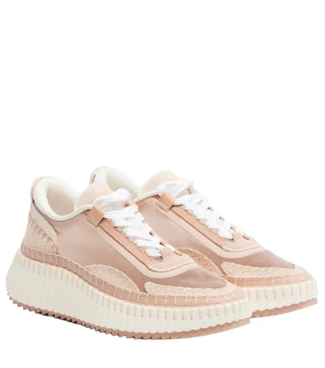 Chloe Chloé Nama leather-trimmed platform sneakers