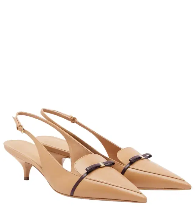 Ferragamo Bow-detail leather slingback pumps