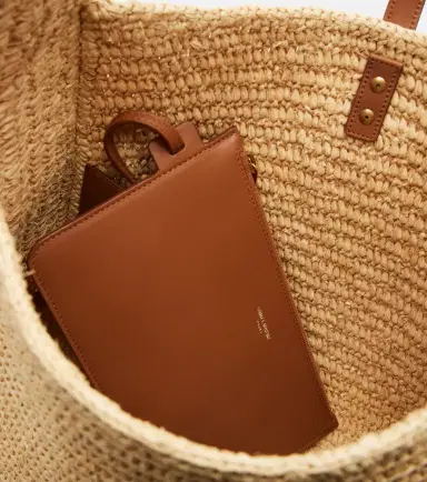 Saint Laurent Le 5 à 7 Large raffia shoulder bag | Thumbnail 4