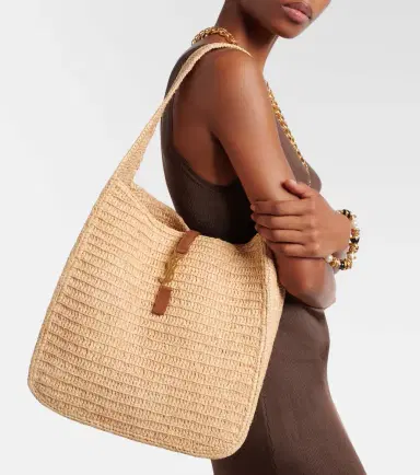 Saint Laurent Le 5 à 7 Large raffia shoulder bag | Thumbnail 5
