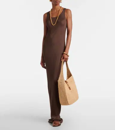 Saint Laurent Le 5 à 7 Large raffia shoulder bag | Thumbnail 6