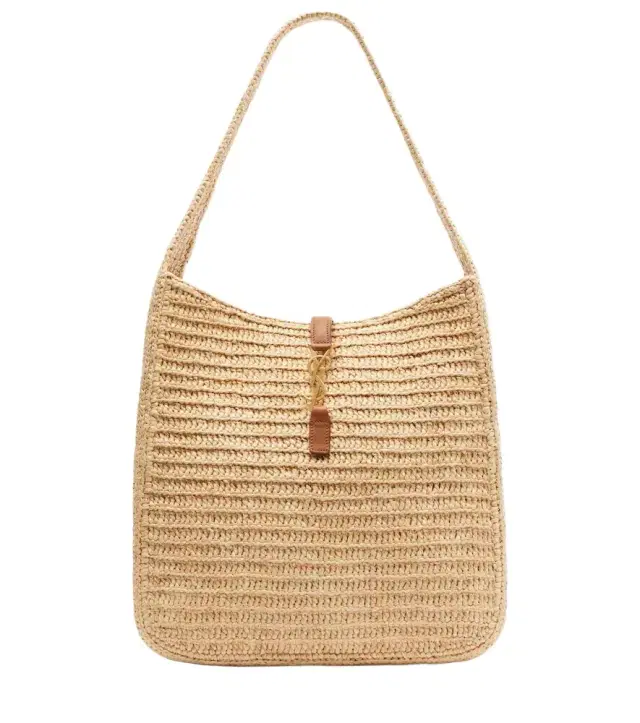 Saint Laurent Le 5 à 7 Large raffia shoulder bag