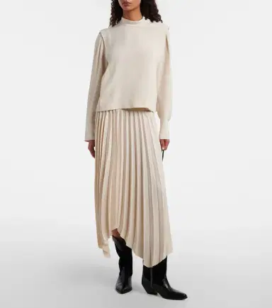 Isabel Marant Felixa plissé crêpe midi skirt | Thumbnail 6