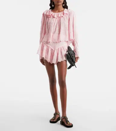 Isabel Marant Embroidered cotton and silk shorts | Thumbnail 3