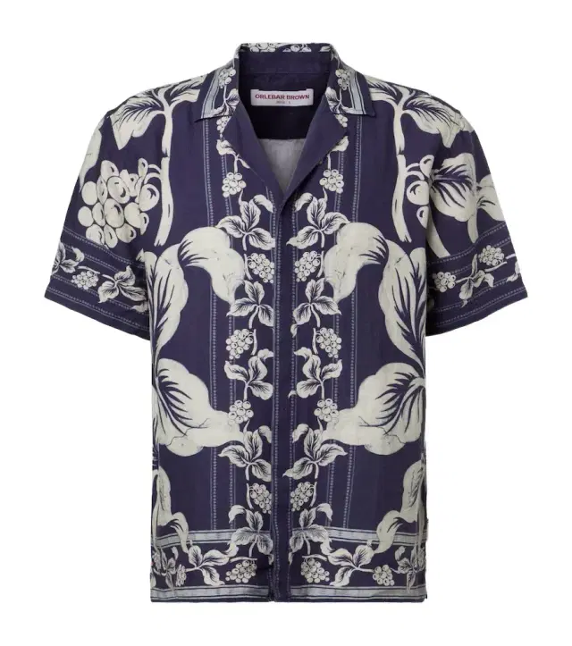 Orlebar Brown Maitan floral linen bowling shirt