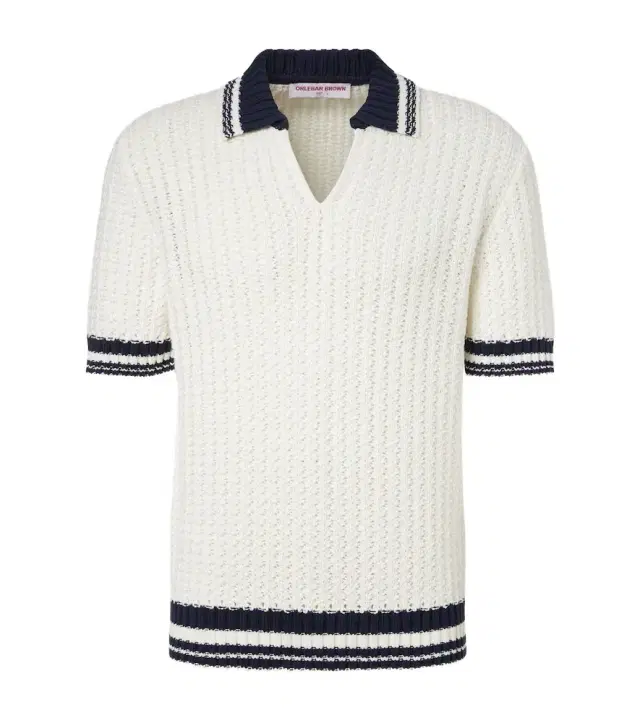 Orlebar Brown Swift crochet striped cotton polo shirt