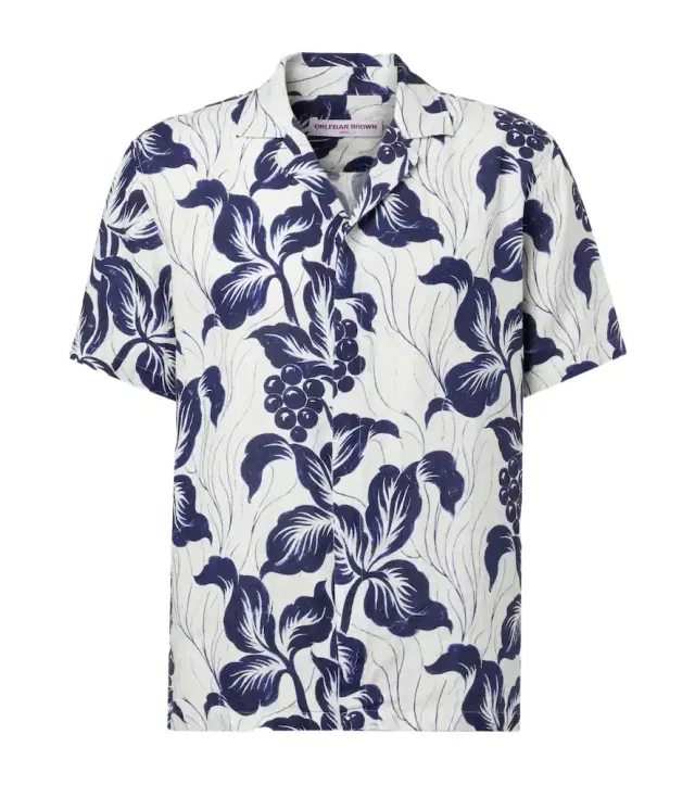 Orlebar Brown Maitan floral linen bowling shirt