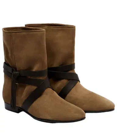 Isabel Marant Rejen leather-trimmed suede ankle boots | Thumbnail 1