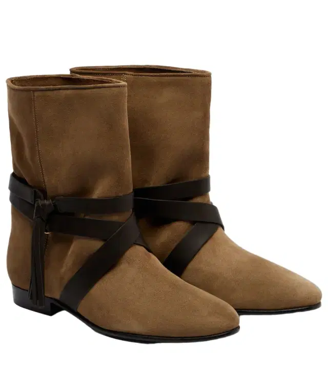 Rejen leather-trimmed suede ankle boots