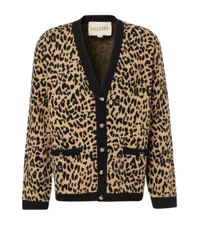 Jacquard virgin wool cardigan