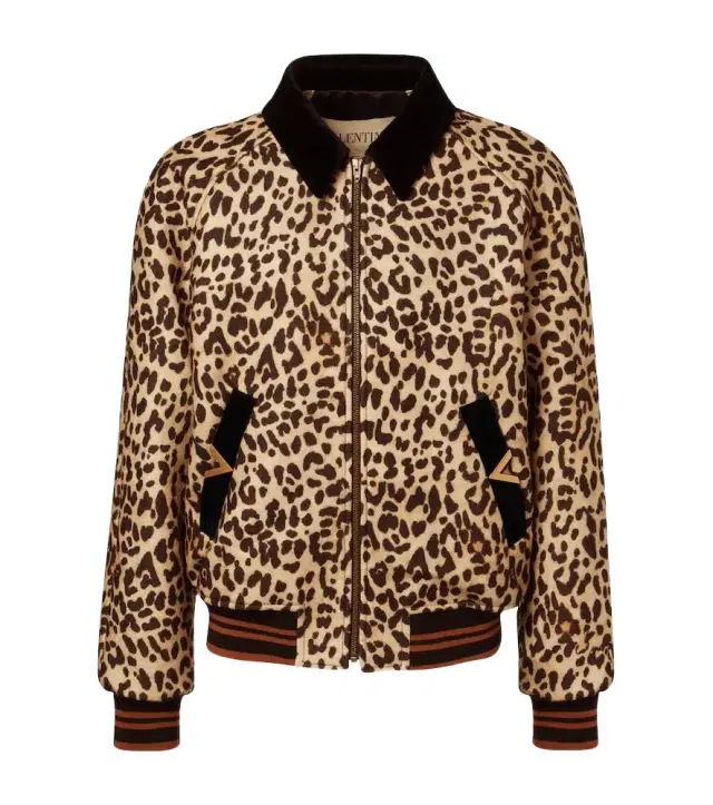 Valentino VGold leopard-print wool blouson jacket
