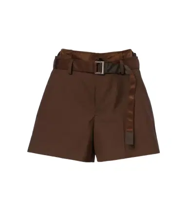 Sacai Belted satin-trimmed shorts | Thumbnail 1