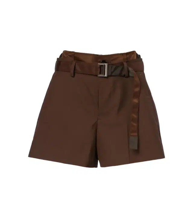 Belted satin-trimmed shorts