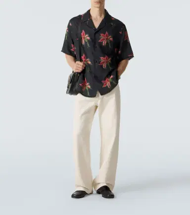 Valentino Floral lace-trimmed linen bowling shirt | Thumbnail 2 Valentino Floral lace-trimmed linen bowling shirt | Thumbnail 2