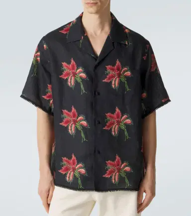 Valentino Floral lace-trimmed linen bowling shirt | Thumbnail 4 Valentino Floral lace-trimmed linen bowling shirt | Thumbnail 4