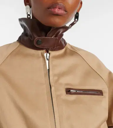 Sacai Leather-trimmed cotton blouson jacket | Thumbnail 4 Sacai Leather-trimmed cotton blouson jacket | Thumbnail 4