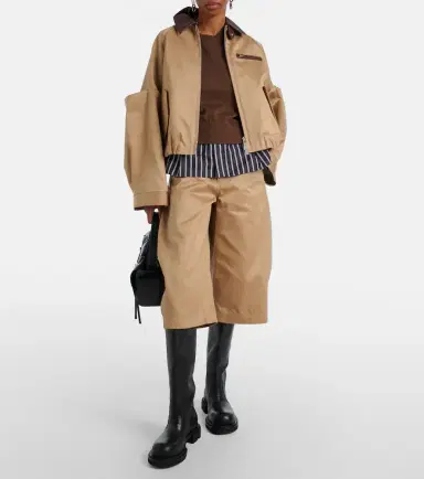 Sacai Leather-trimmed cotton blouson jacket | Thumbnail 5 Sacai Leather-trimmed cotton blouson jacket | Thumbnail 5