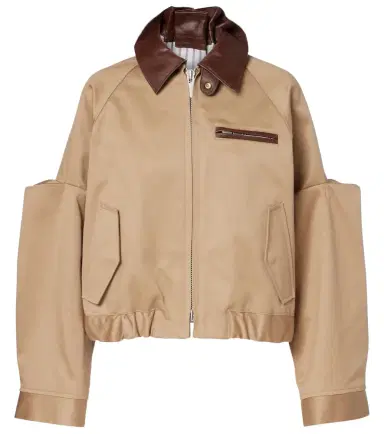 Sacai Leather-trimmed cotton blouson jacket | Thumbnail 1 Sacai Leather-trimmed cotton blouson jacket | Thumbnail 1