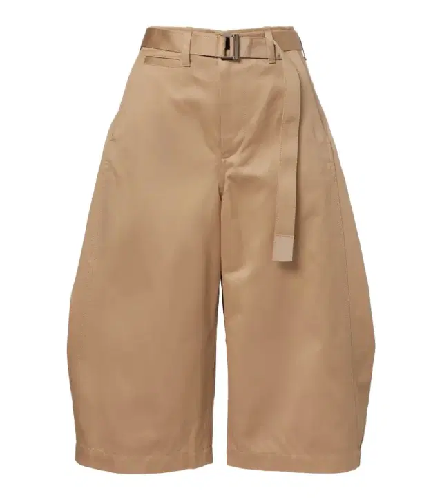 Belted cropped cotton barrel-leg pants