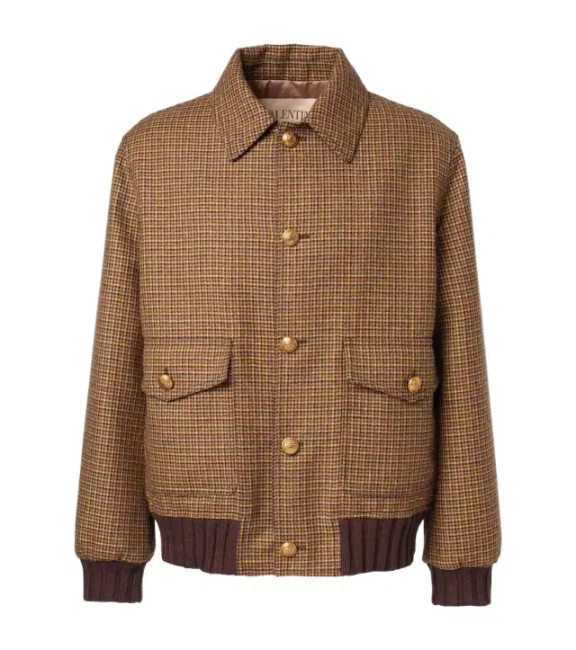 Houndstooth virgin wool bomber jacket