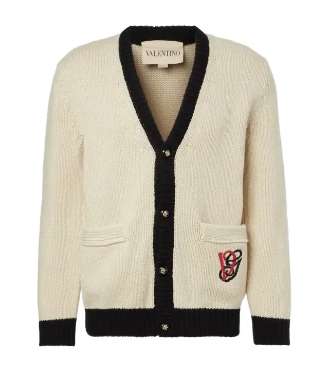 Embroidered virgin wool cardigan