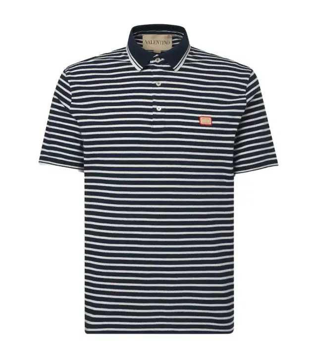 VLogo striped cotton polo shirt